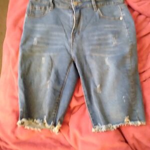 Women's Distressed Blue Jean Shorts